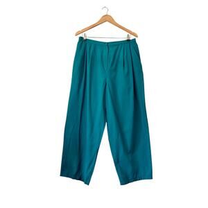 Vintage Green Pleated Trousers- Size Large, Bold, Minimalist